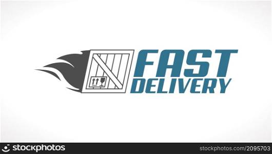 Fast delivery concept - fast delivered package logo