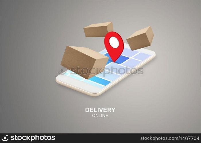 Fast express delivery package for shopping online on phone, app service online to internet with smartphone, new normal business and lifestyle, shipping and logistic on mobile technology concept.