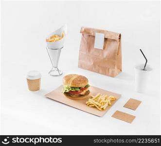 fast food disposal cup parcel white surface