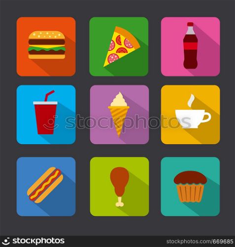 fast food icon set
