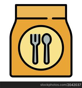 Fast food package icon. Outline fast food package vector icon color flat isolated. Fast food package icon color outline vector