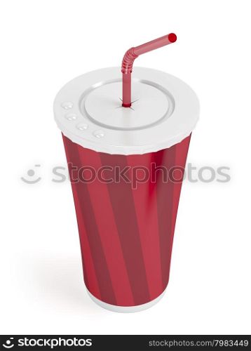 Fast food paper cup with red bendable straw