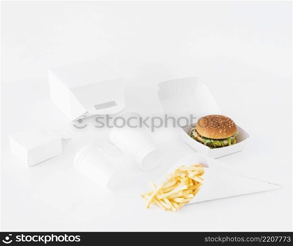 fast food with food parcel mock up white background