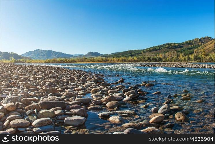 Fast mountain river in Altay, Siberia, Russia