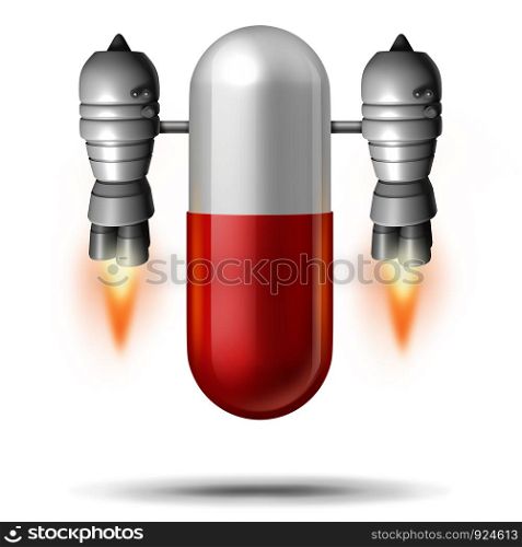 Fast pain relief and speed pill as a 3D illustration.
