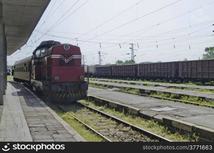 Fast train passing through the train station