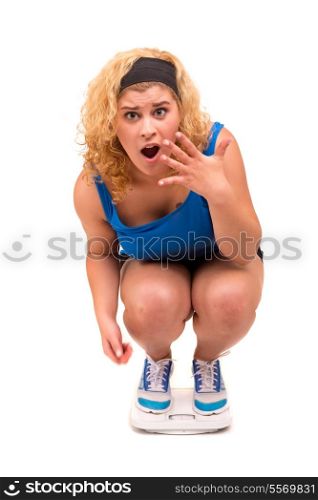 Fat woman very worried with her weight