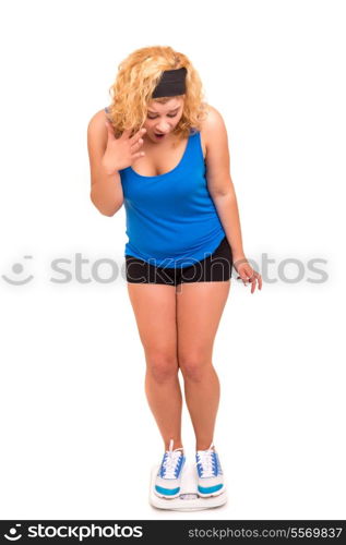 Fat woman very worried with her weight