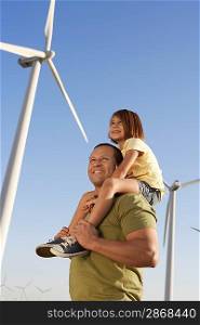 Father and Daughter on a Wind Farm