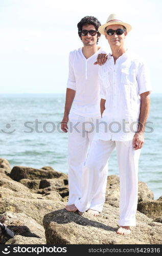 Father and son by the seaside