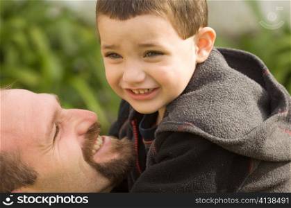 Father and Son Embracing