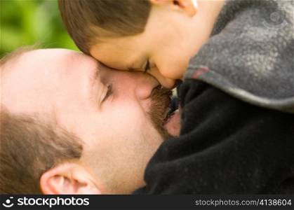 Father and Son Embracing