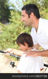 father and son fishing