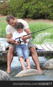 Father and son fishing