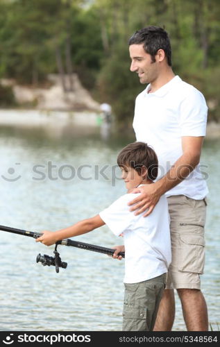 Father and son fishing