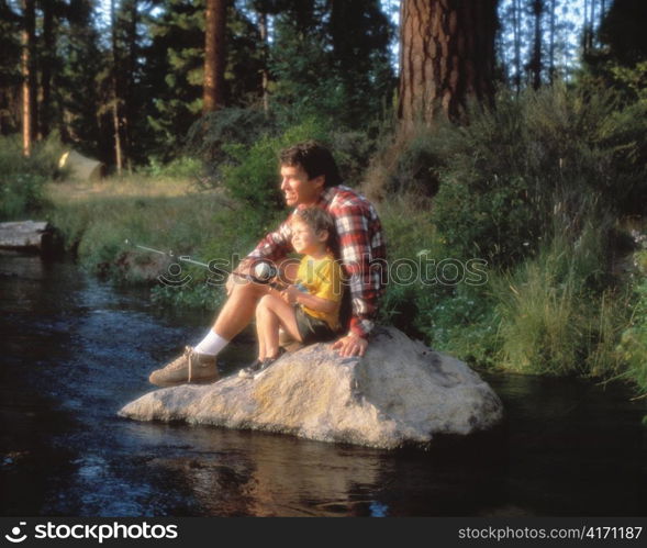 Father and Son Fishing the Metolius River in Oregon