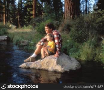 Father and Son Fishing the Metolius River in Oregon