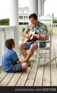 Father and Son on Porch