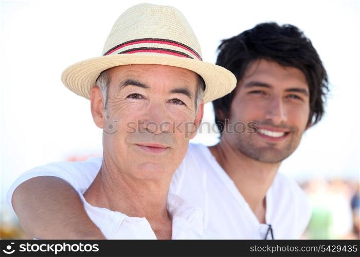 father and son on vacation