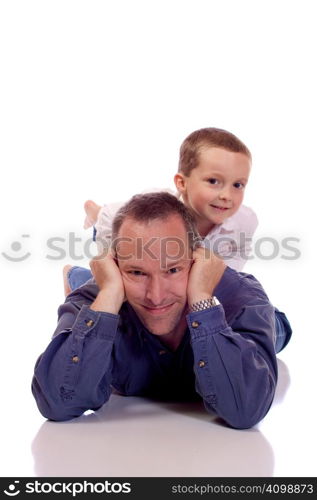 Father and son playing together