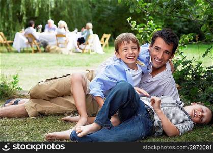 Father and Sons at Family Picnic