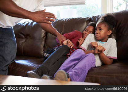 Father Being Physically Abusive Towards Children At Home
