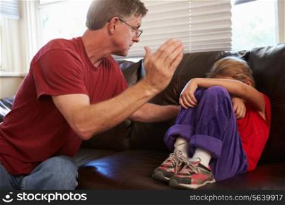 Father Being Physically Abusive Towards Daughter At Home