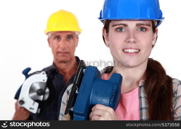 Father daughter ready to renovate house