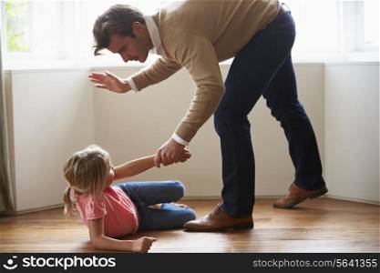 Father Hitting Young Daughter