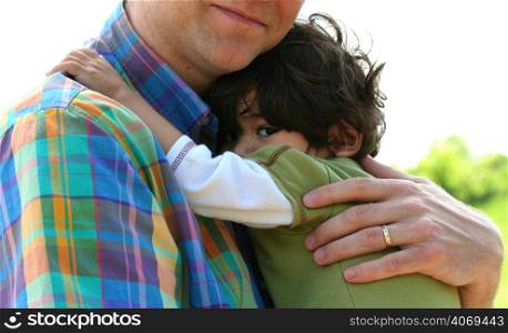 Father holding child
