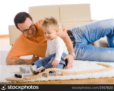 Father playing with son