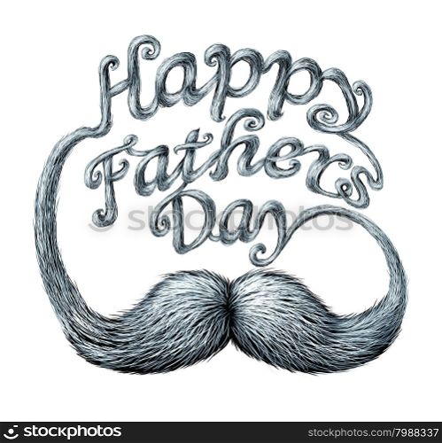 Fathers day symbol and concept as a thank you to the best dad message of love for being a great parent as a human white mustache with long whiskers shaped as written text.