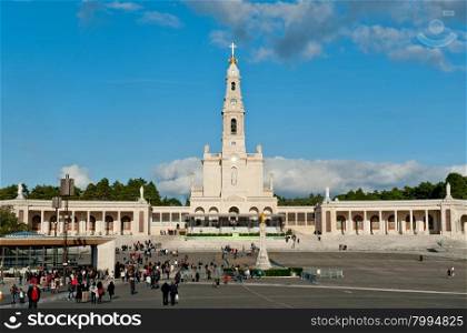 Fatima, Portugal - December 29, 2013, The pilgrims and visitors of Fatima in front of the Shrine of Our Lady, Portugal
