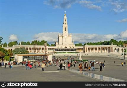 Fatima, Portugal - December 29, 2013, The pilgrims and visitors of Fatima in front of the Shrine of Our Lady, Portugal