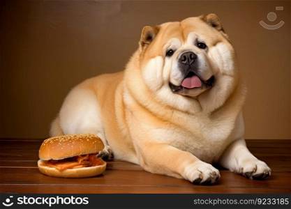 Fatty dog pet cute. Animal food. Generate Ai. Fatty dog pet cute. Generate Ai