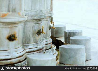 Faucets on columns, Istanbul, Turkey