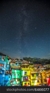 Favela night. Rio de Janeiro Slums at Night