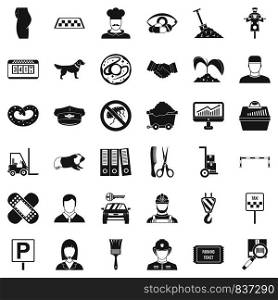 Favorite profession icons set. Simple style of 36 favorite profession vector icons for web isolated on white background. Favorite profession icons set, simle style