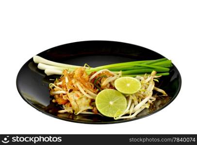 Favorite Thai cuisine , Thai food Pad thai , Stir fry noodles on black dish