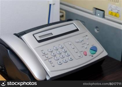 Fax machine close up, office equipment