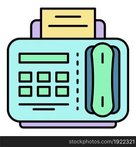 Fax telephone icon. Outline fax telephone vector icon color flat isolated on white. Fax telephone icon color outline vector