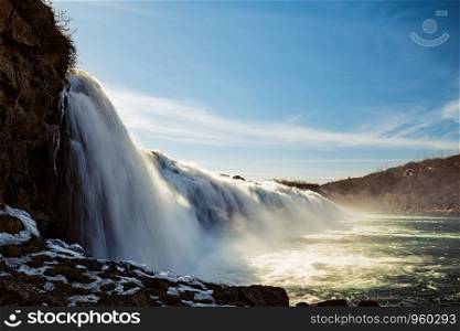 Faxafoss waterfall in a sunny day, Iceland. Faxafoss waterfall, Iceland