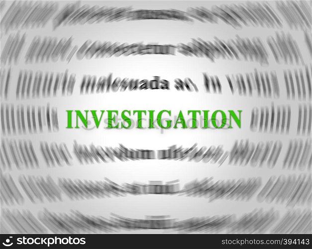 Fbi Investigation Word Depicting Federal Bureau Scrutiny And Analyzing Suspicious Suspect 3d Illustration. Investigator Of Murder Or Crime