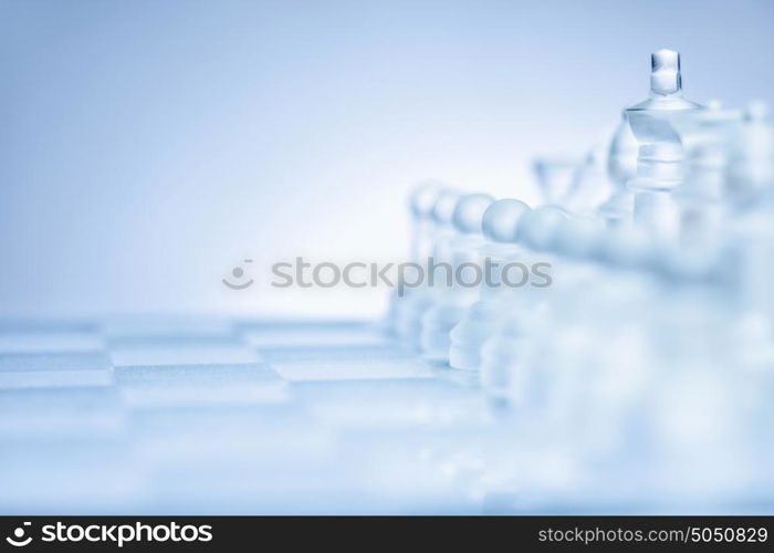 Fearless chess set standing in a row ready to fight as a team.