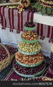 Feast of cherry fruit in the Kyustendil, presentment out their production raw fruit, Bulgaria