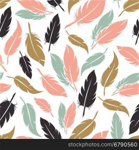 Feather seamless pattern in boho colors. Feather seamless pattern in boho colors vector illustration