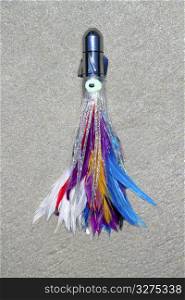 feather skirted lure for big game angler fish colorful jet head