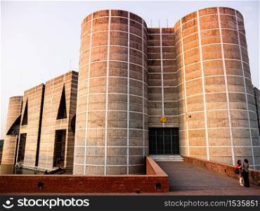 FEB 13,2012 Dhaka, Bangladesh - Grand building of Bangladesh National Parliament or Jatiya Sangsad Bhaban, located at Sher-e-Bangla Nagar. Design by architect Louis Kahn