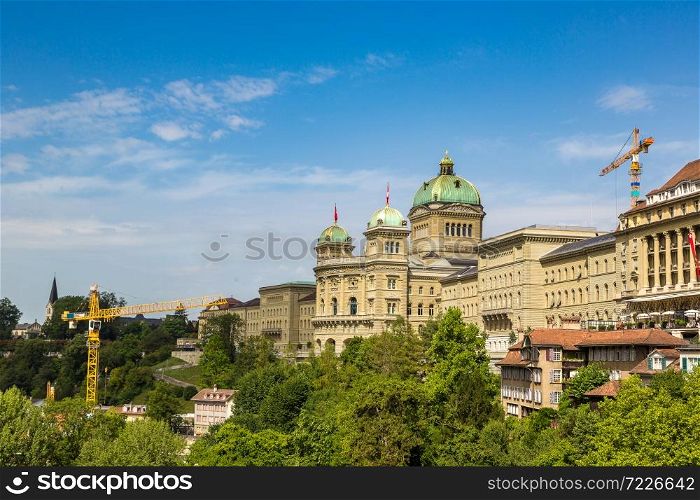 Federal palace of Switzerland in Bern in a beautiful summer day, Switzerland