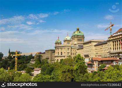 Federal palace of Switzerland in Bern in a beautiful summer day, Switzerland